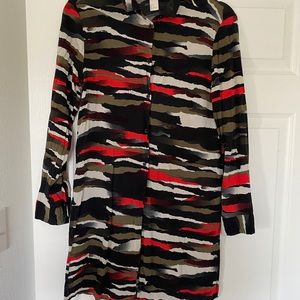 H&M red camo print long shirt